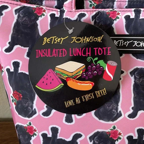 NWT Betsey Johnson Insulated Lunch Tote. Dog Lovers Design. - Picture 3 of 10